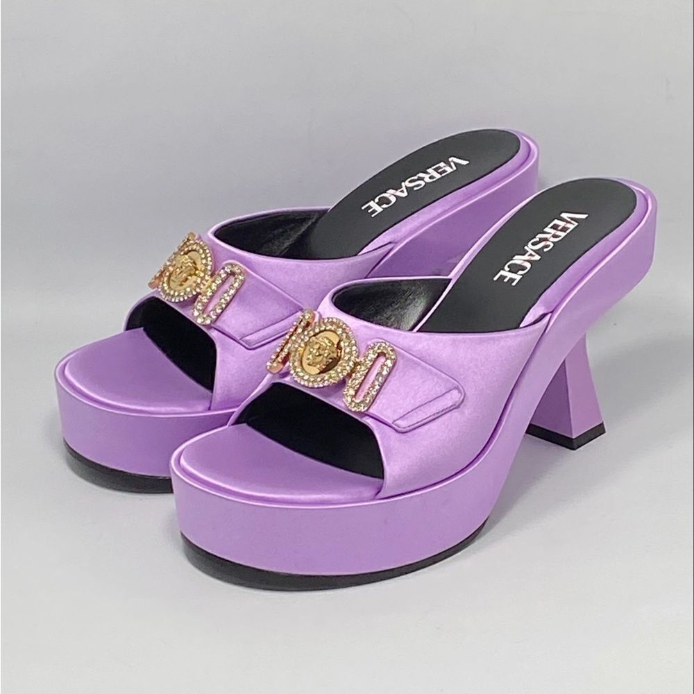 Versace Medusa Biggie satin mules size 37.5